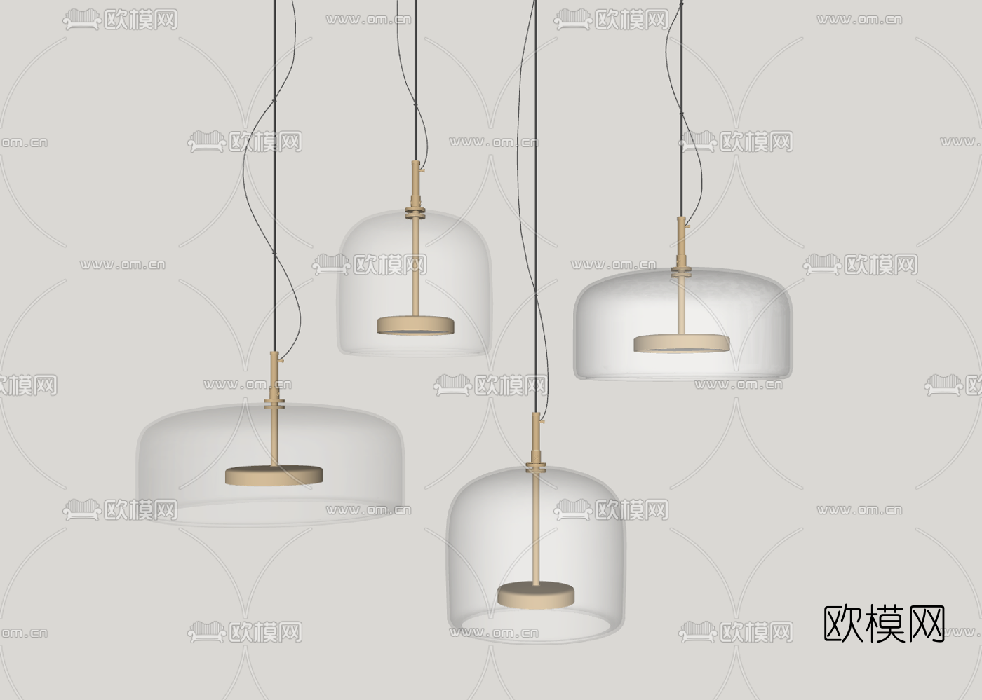 现代玻璃吊灯su模型下载（渲染图2）