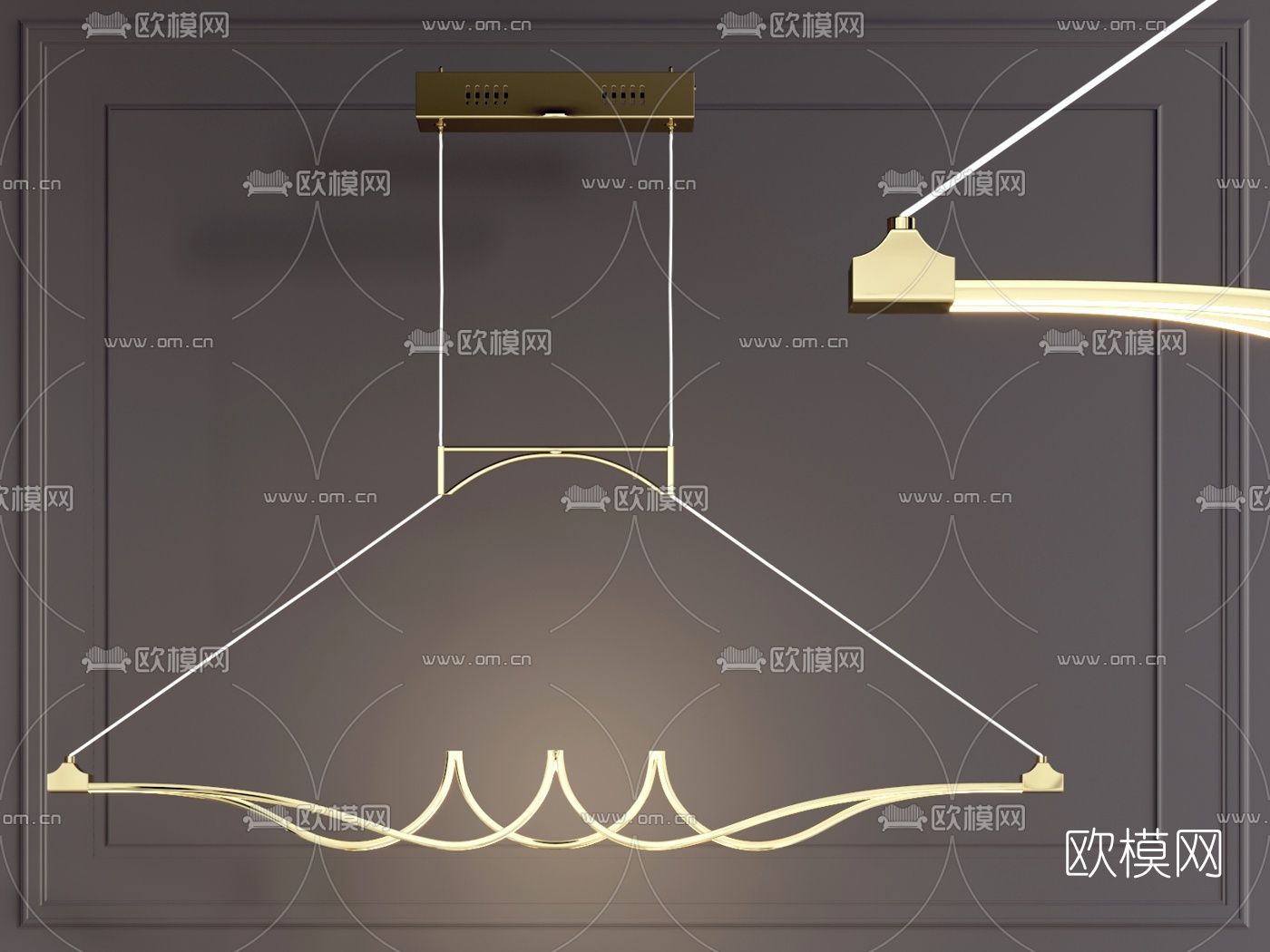 现代轻奢吊灯su模型下载（渲染图1）
