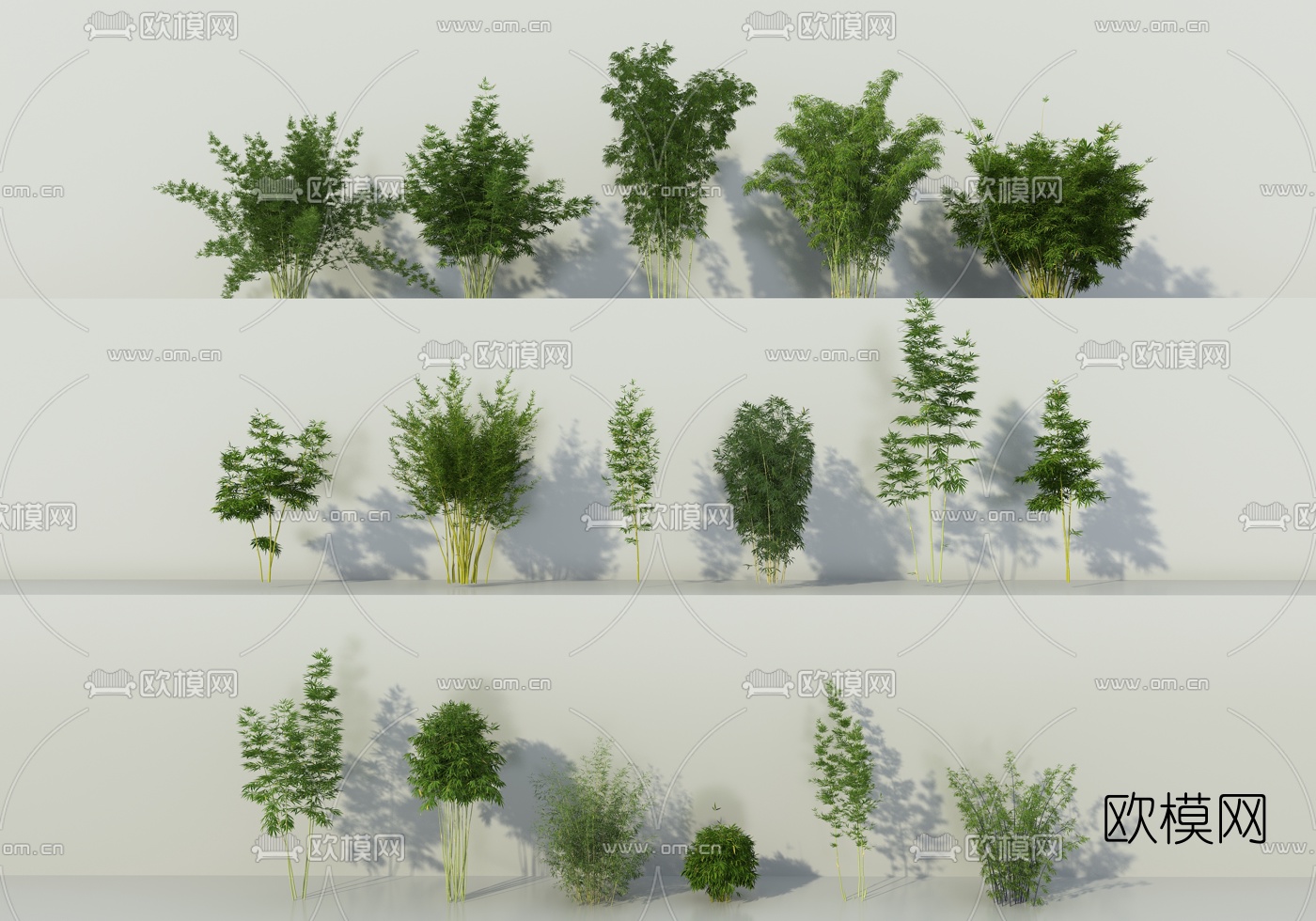 现代竹子竹丛3d模型下载
