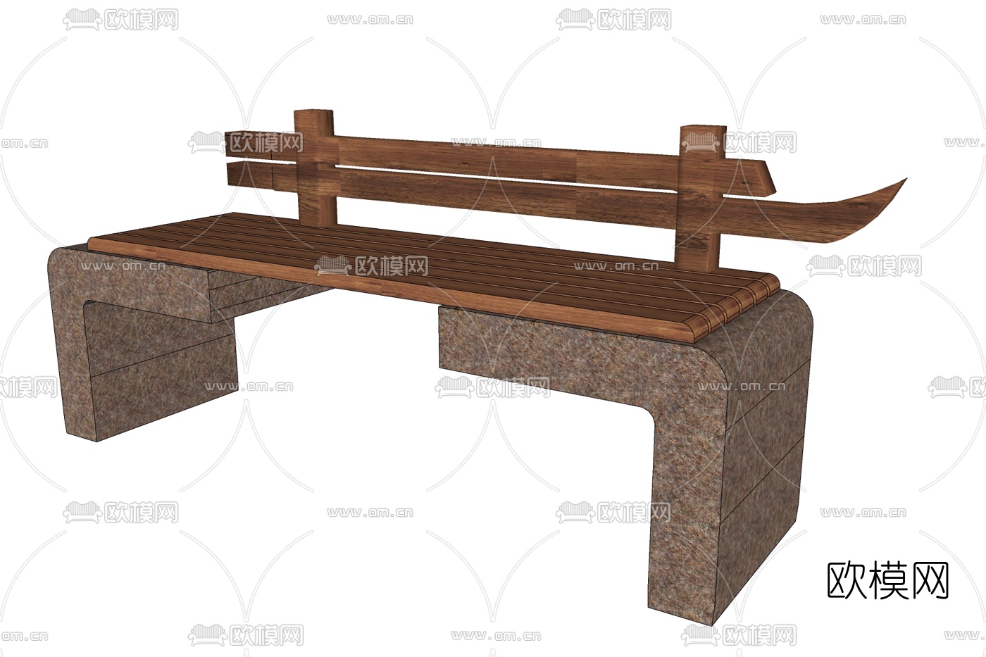 新中式户外公用椅免费su模型下载