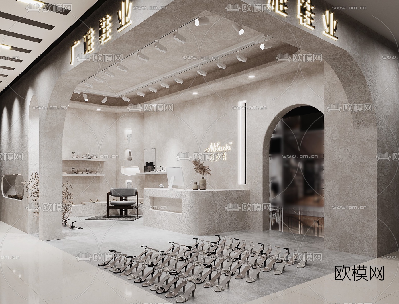 现代精品高跟鞋鞋店3d模型