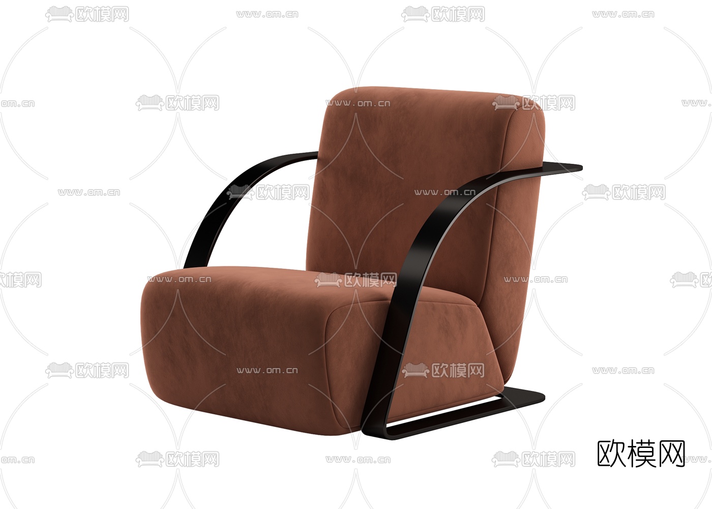 现代布艺单人沙发3d模型-免费3dmax模型库-欧模网