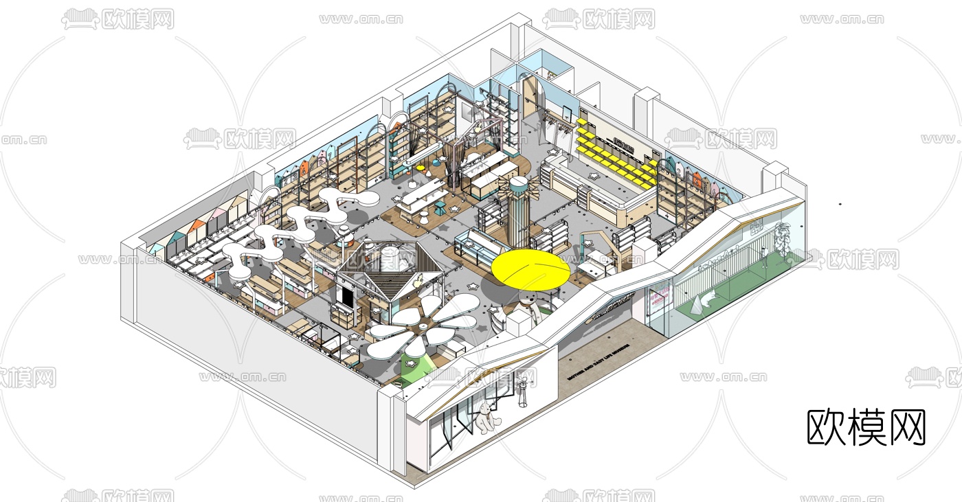 现代母婴生活馆su模型下载（渲染图5）