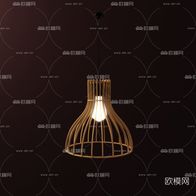 北欧实木吊灯免费3d模型下载