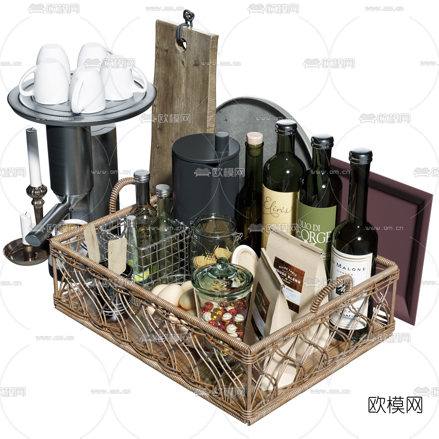 北欧食物酒水烛台3d模型下载（渲染图2）