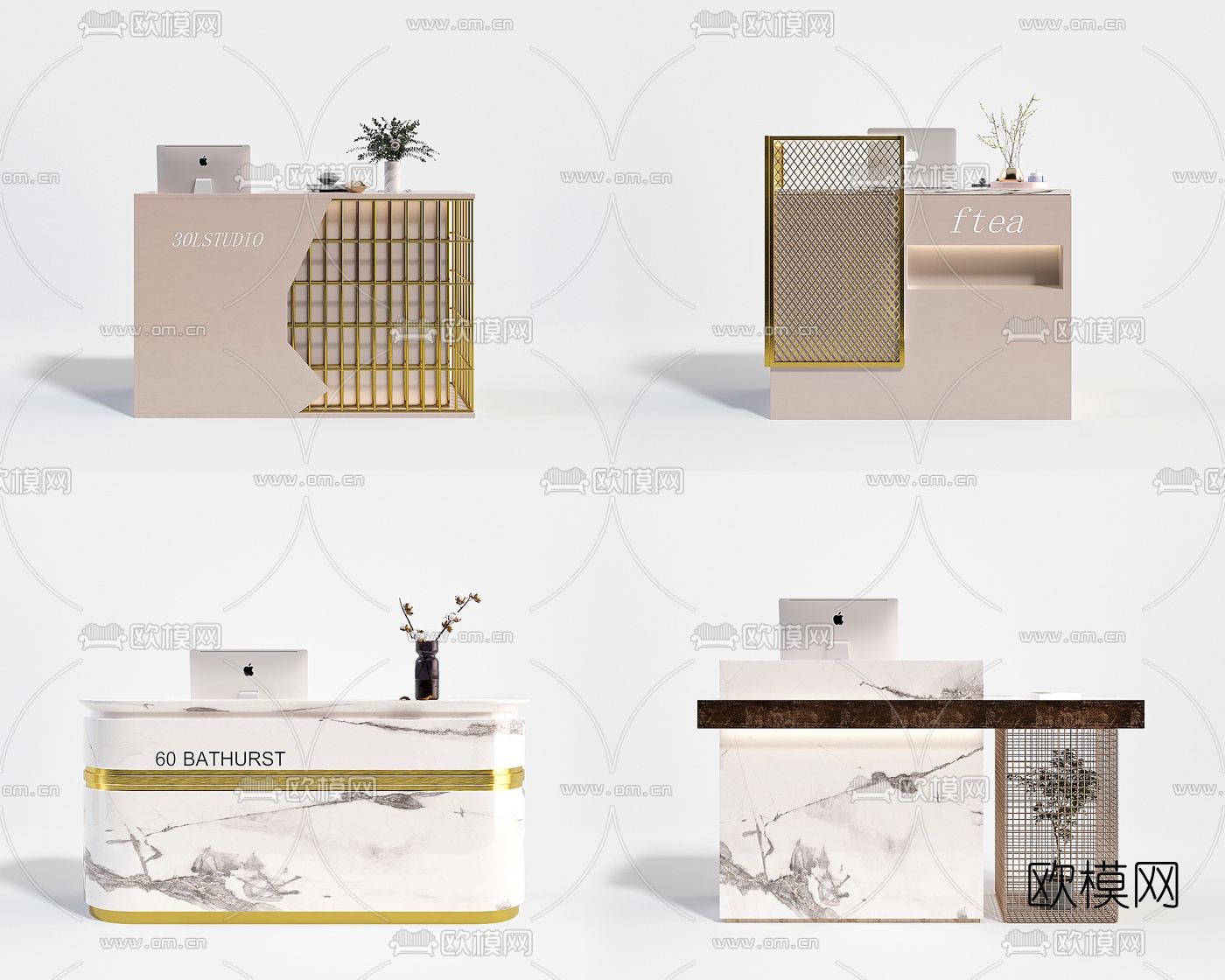 现代服务台接待台3d模型下载