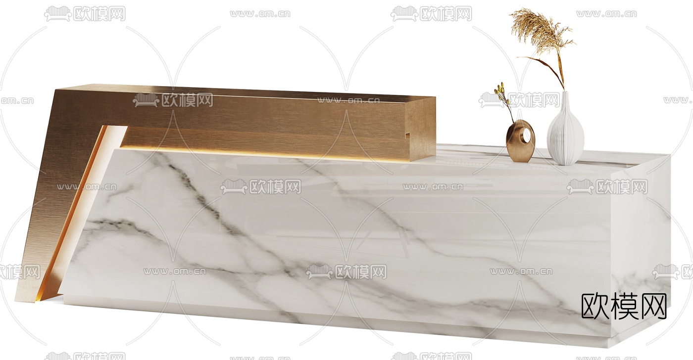 现代前台接待台3d模型下载（渲染图3）