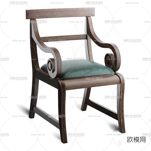 美式实木休闲椅免费3d模型