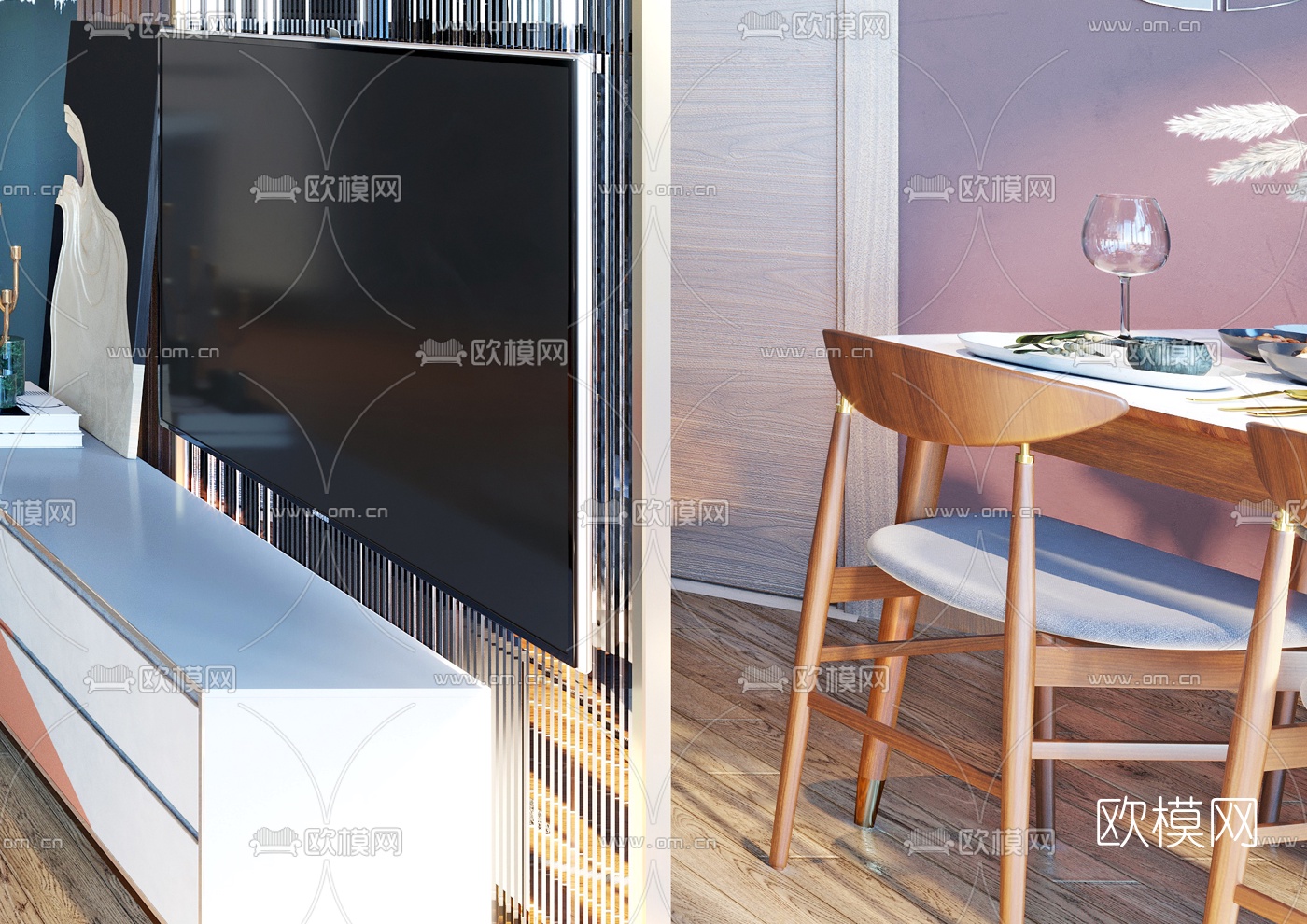 北欧公寓客厅餐厅3d模型