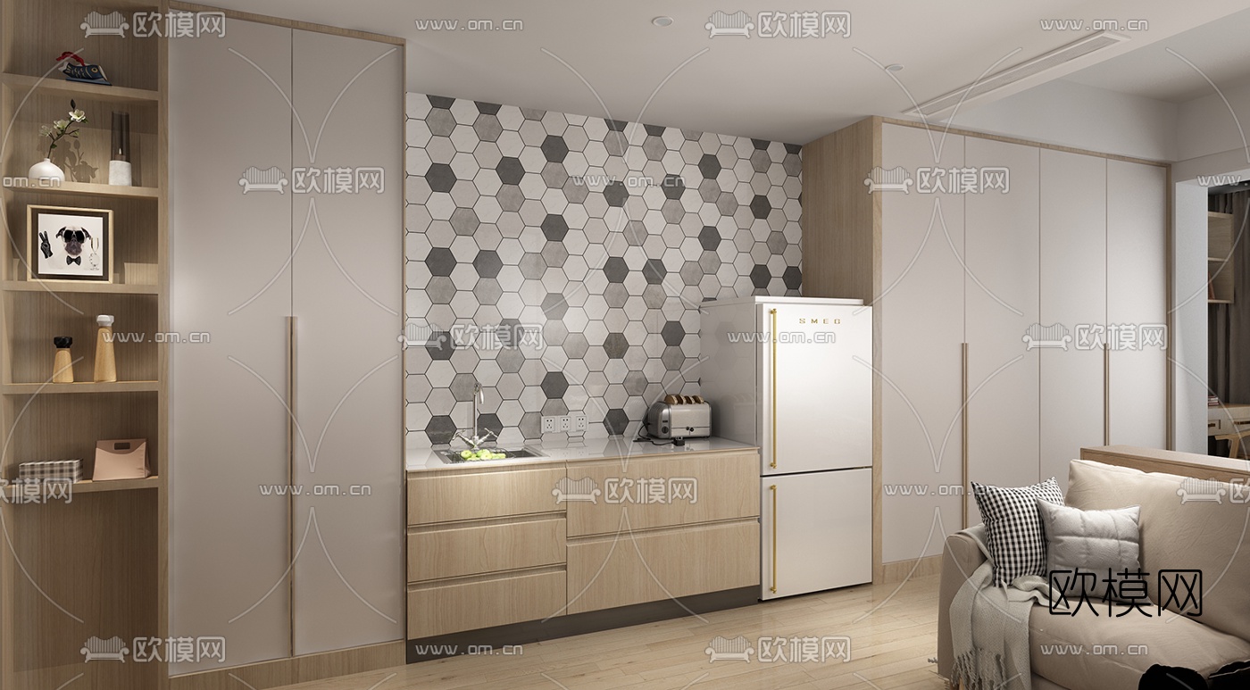 现代公寓免费3d模型下载（渲染图2）