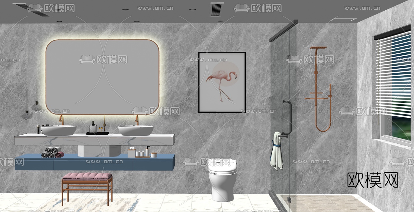 北欧浴室卫生间su模型下载（渲染图2）