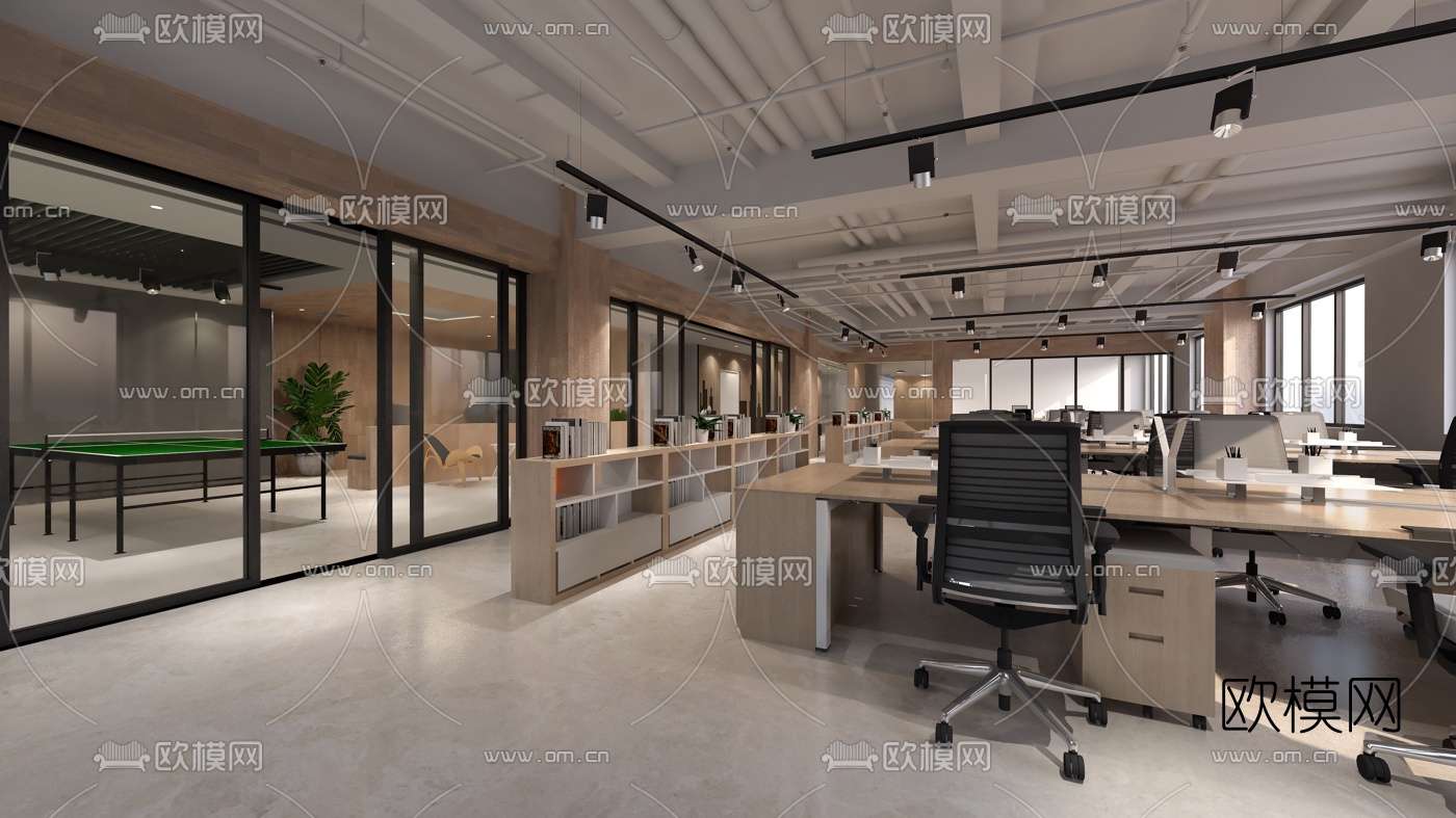 现代办公室su模型下载（渲染图4）
