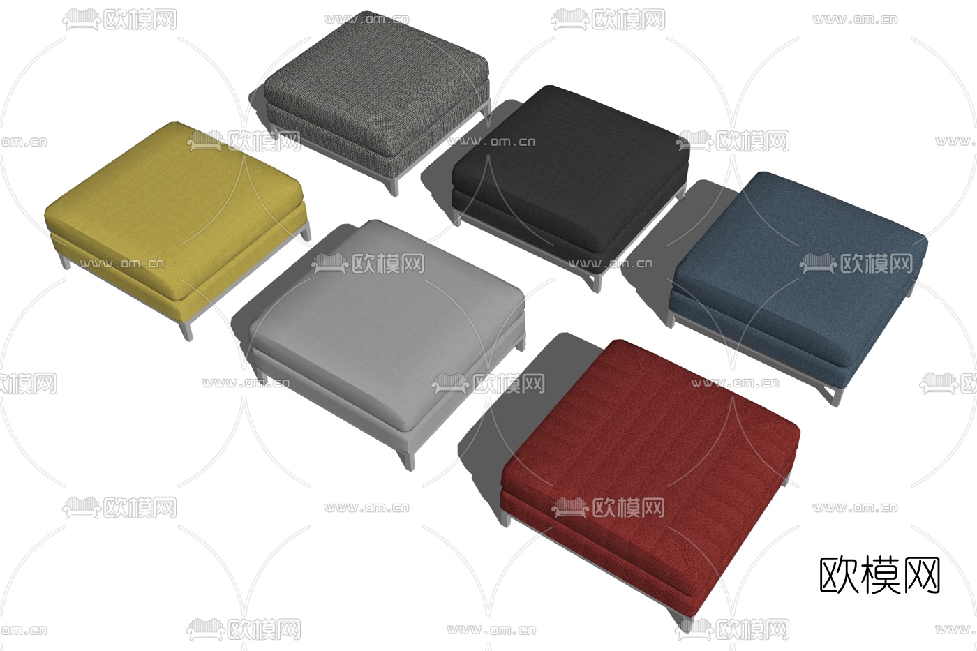 现代布艺脚踏su模型下载