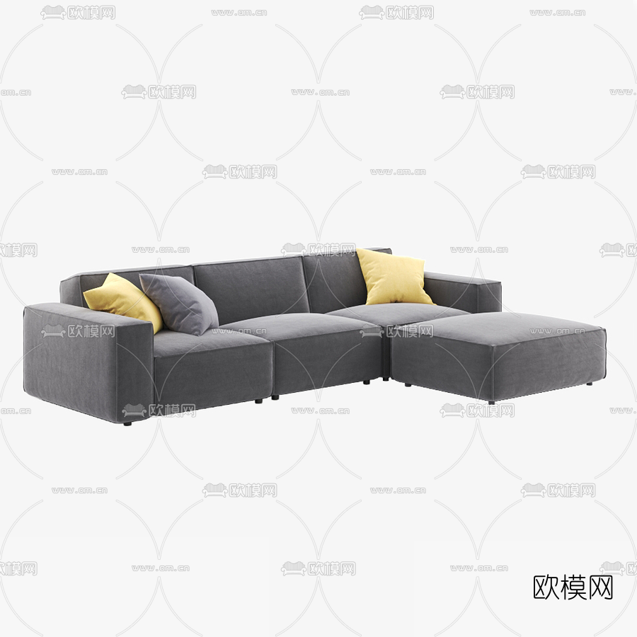 现代转角多人沙发3d模型