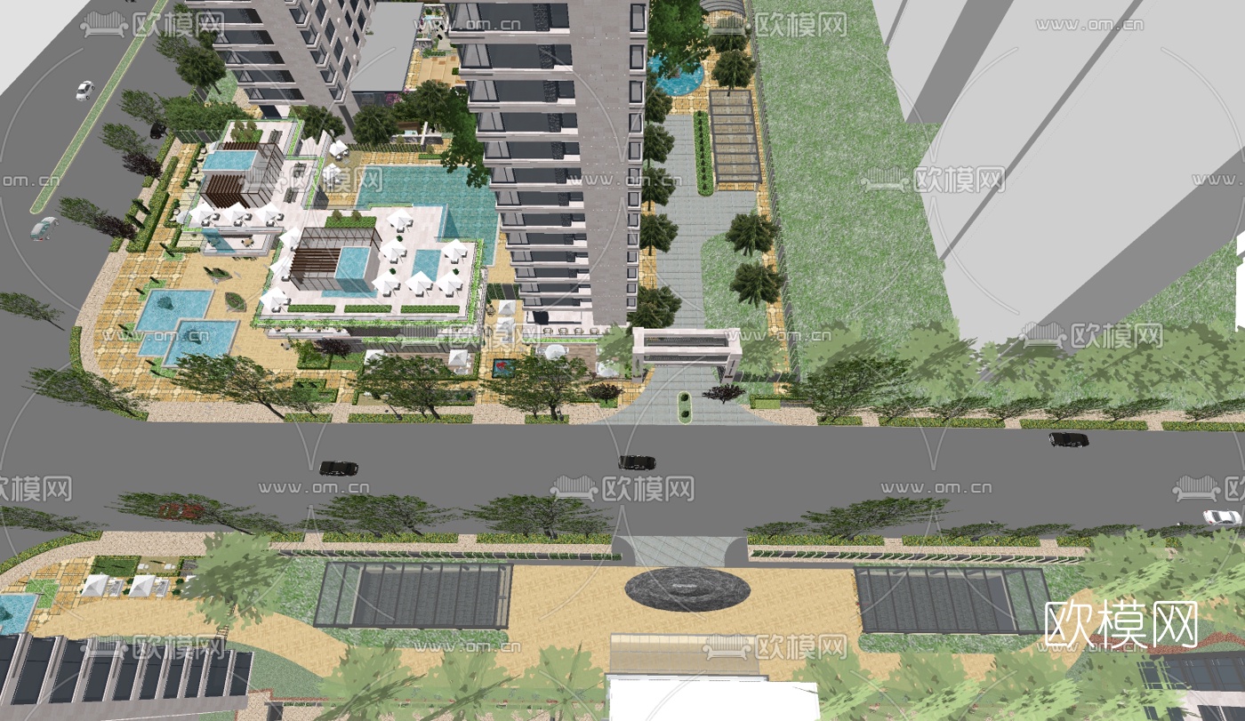 现代商业综合体su模型下载（渲染图3）