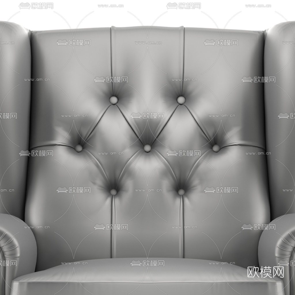 欧式皮革单人沙发3d模型下载（渲染图3）