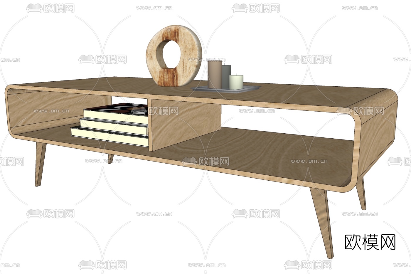 北欧原木电视柜免费su模型下载