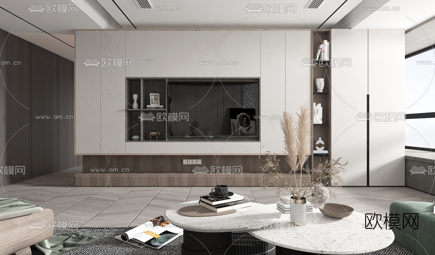 现代客厅3d模型下载（渲染图3）