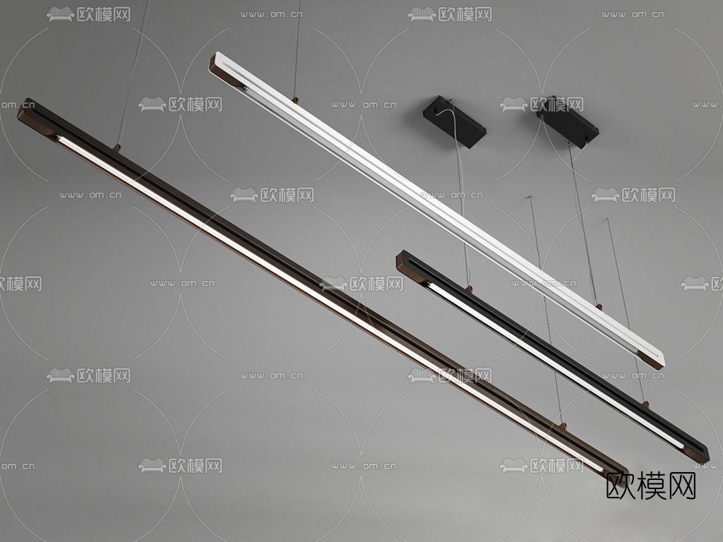 现代条形办公吊灯3d模型