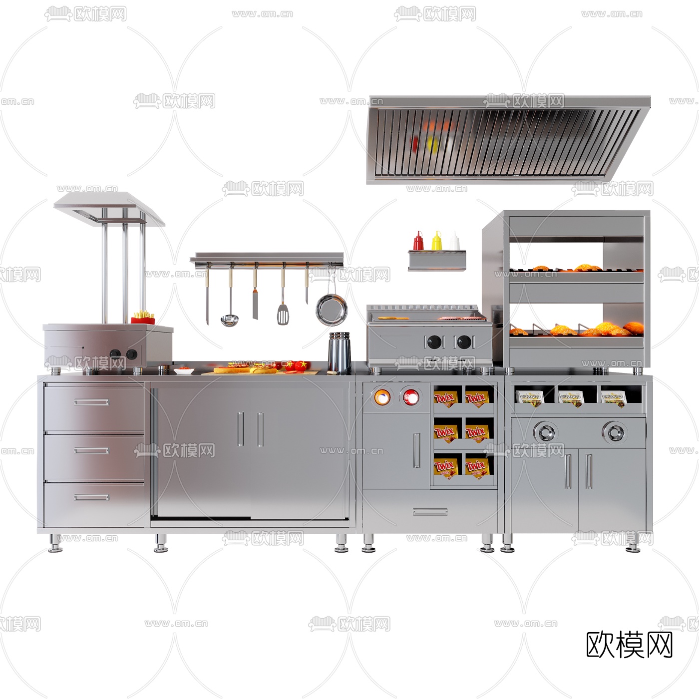 现代中央厨房器具设备3d模型