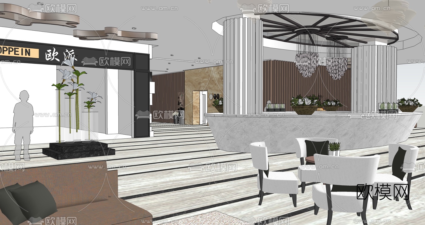 现代家具展厅su模型下载（渲染图2）