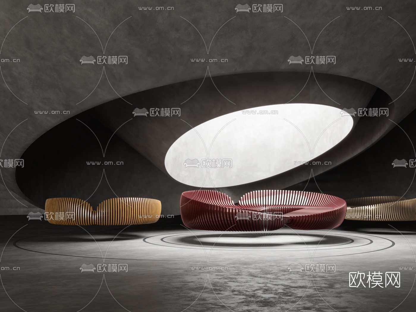 现代简约异形沙发3d模型下载（渲染图1）