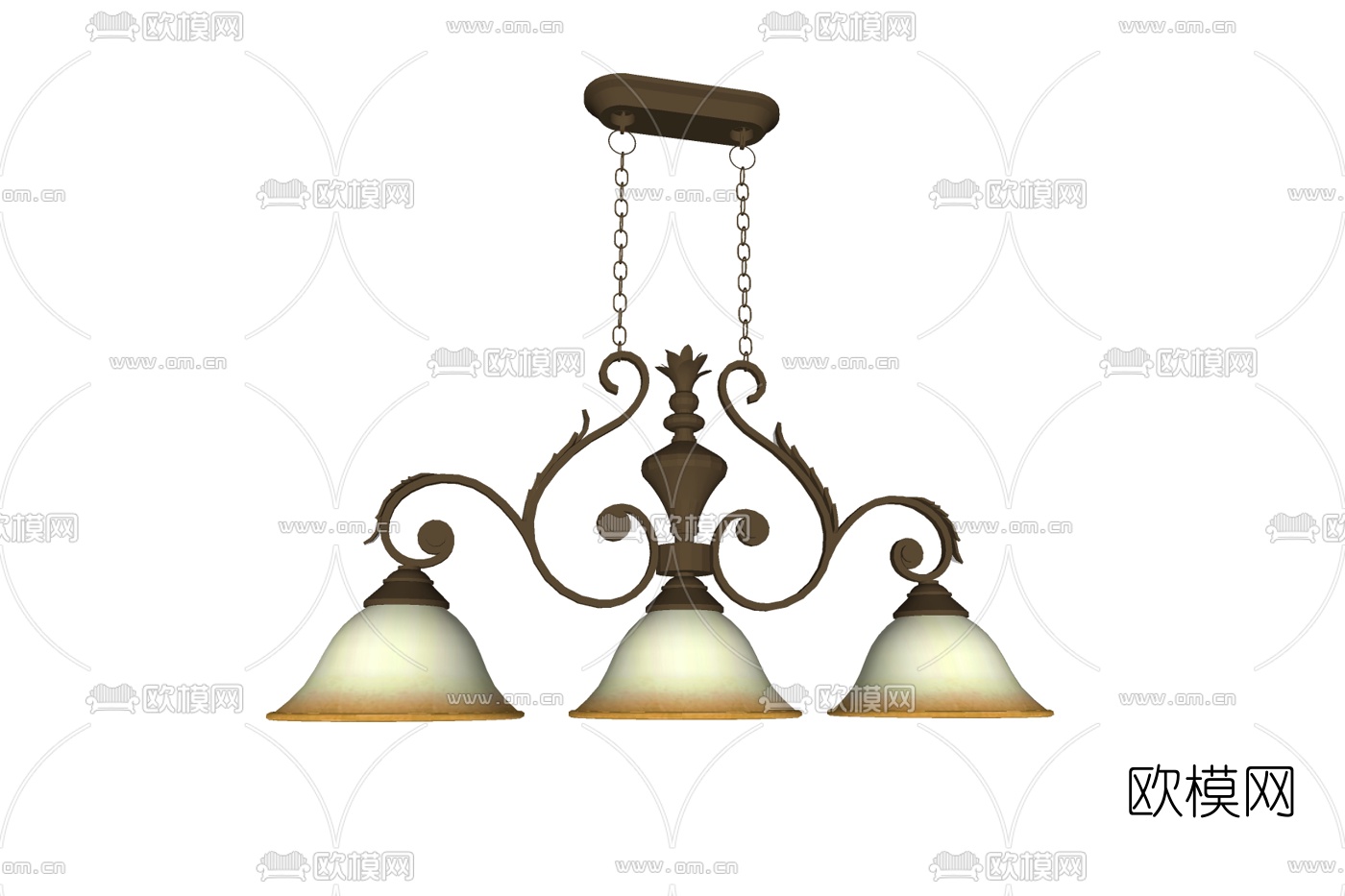 欧式金属吊灯su模型下载
