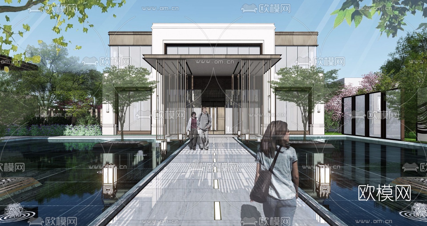 现代售楼处su模型下载（渲染图1）