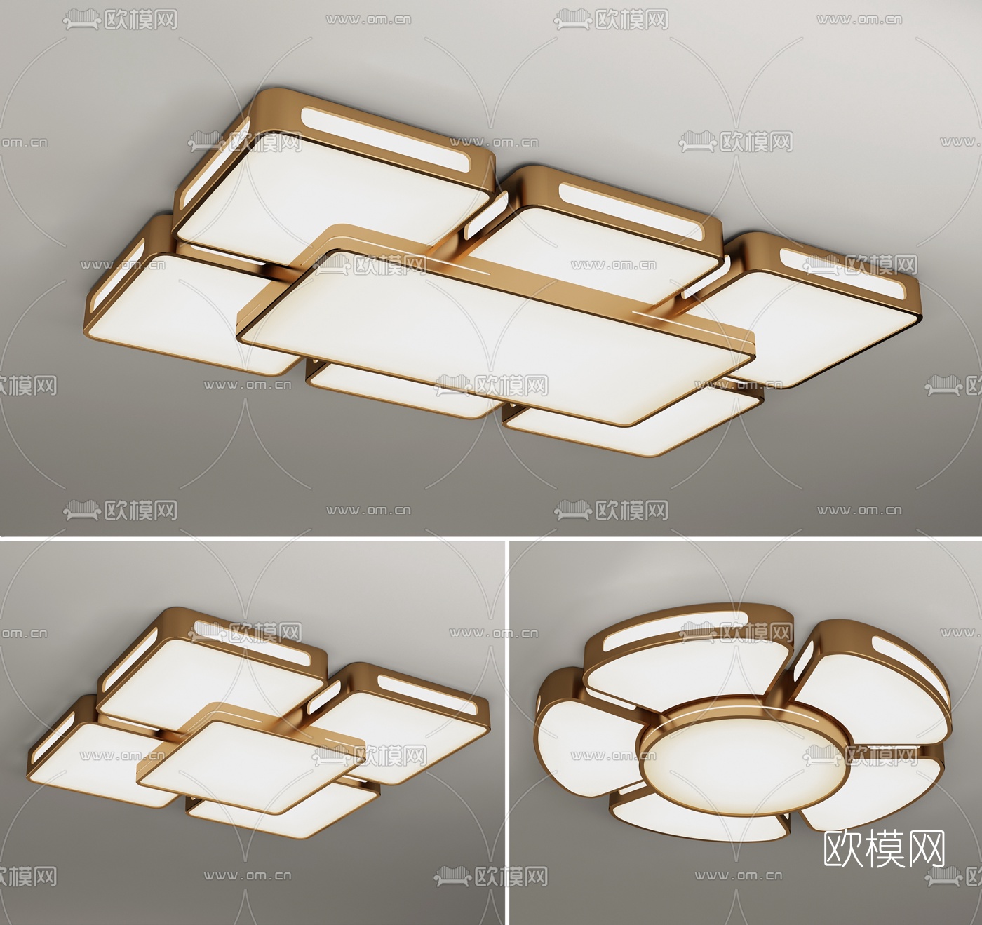 现代轻奢多头吸顶灯3d模型下载