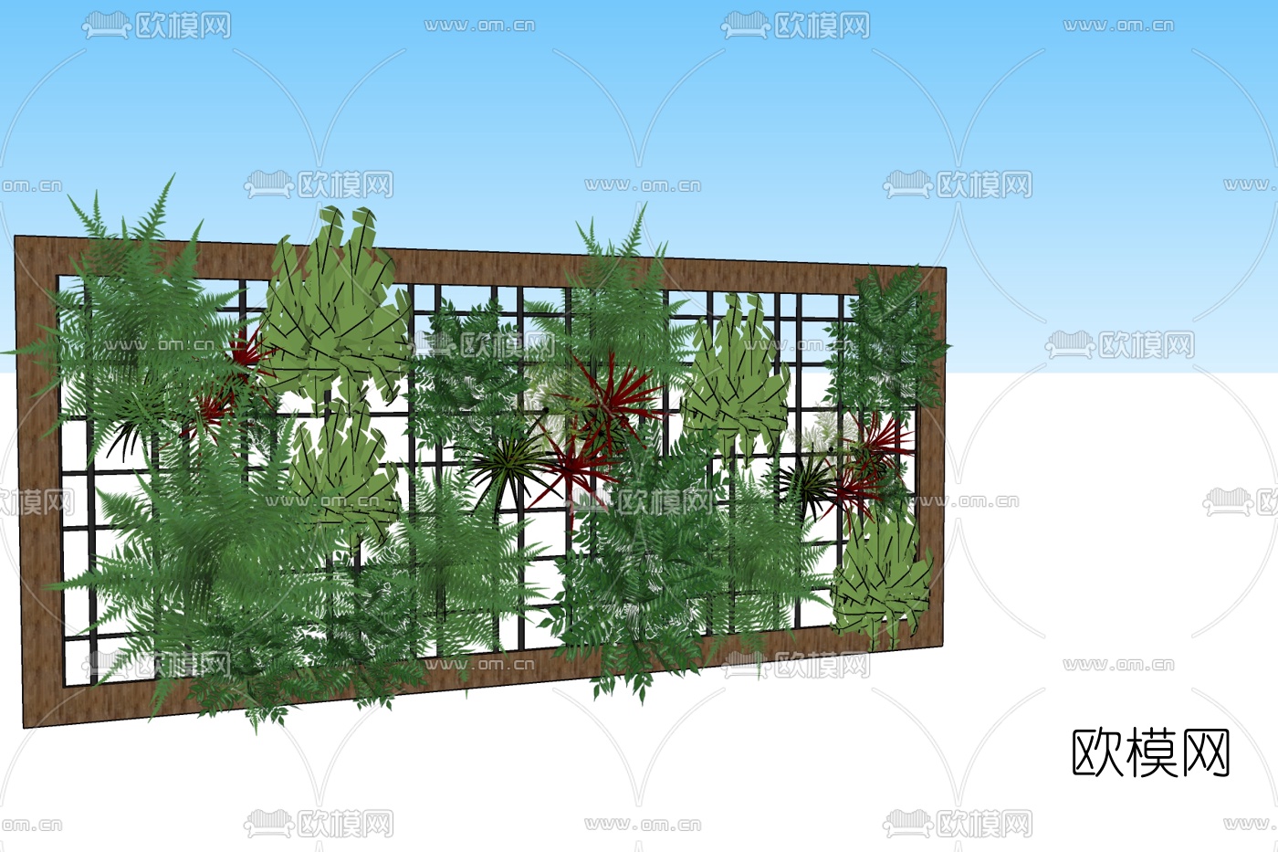 现代植物墙免费su模型下载