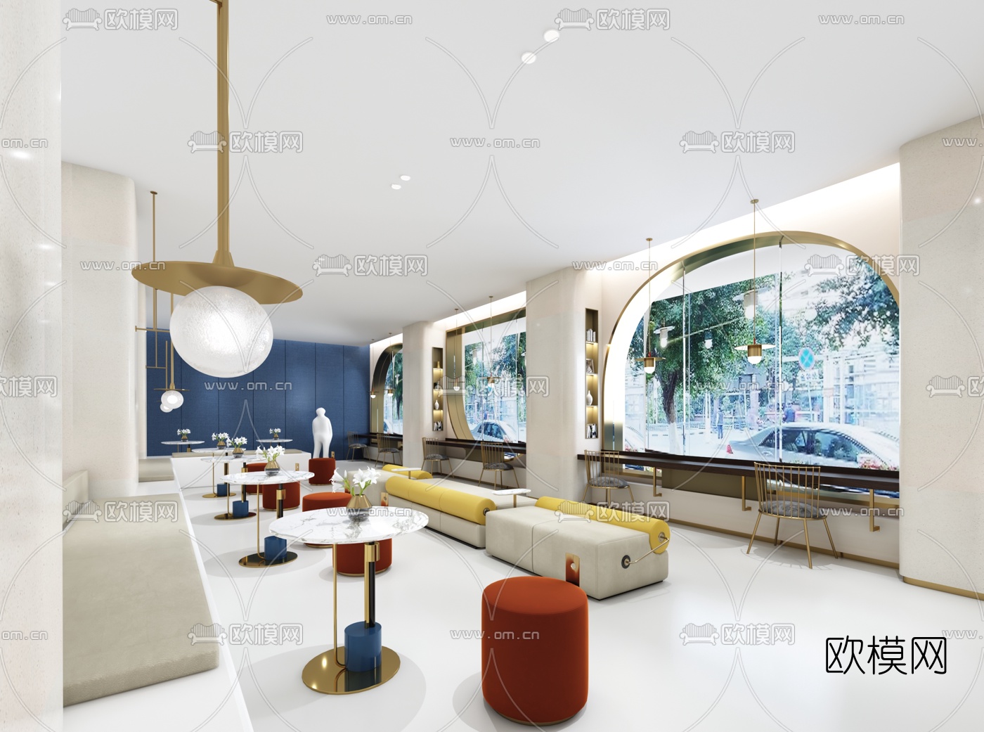 奥迅设计 现代售楼处洽谈区3d模型下载