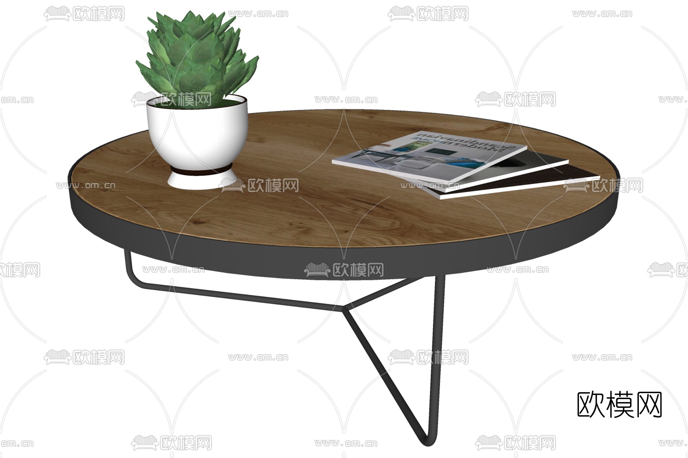 北欧圆形茶几su模型下载