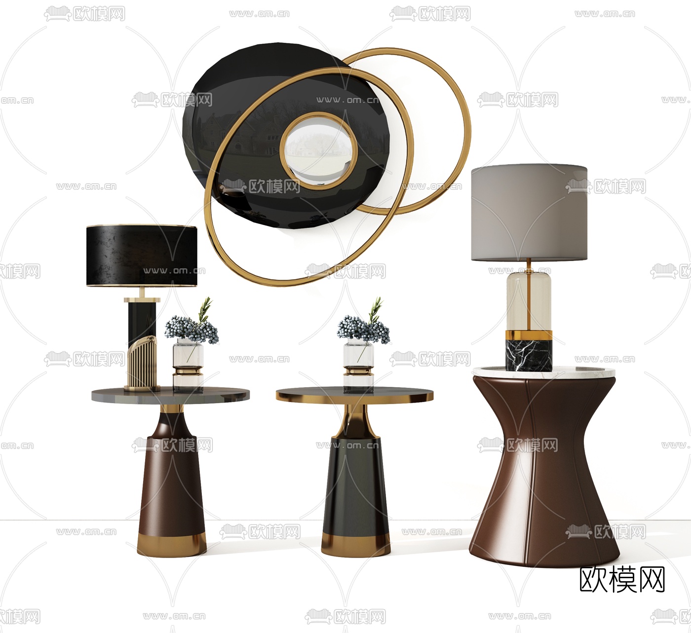 现代金属圆几3d模型下载