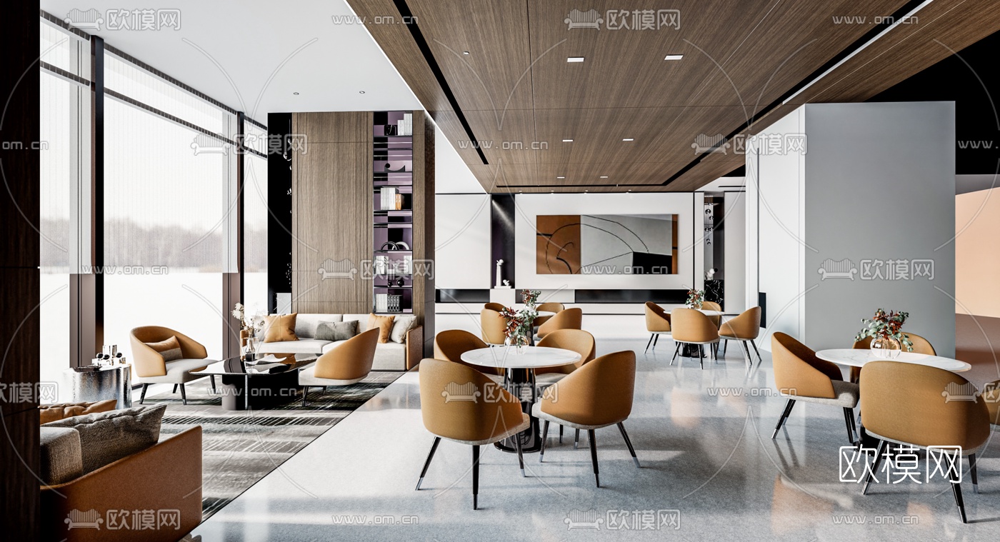 现代售楼处洽谈区su模型下载