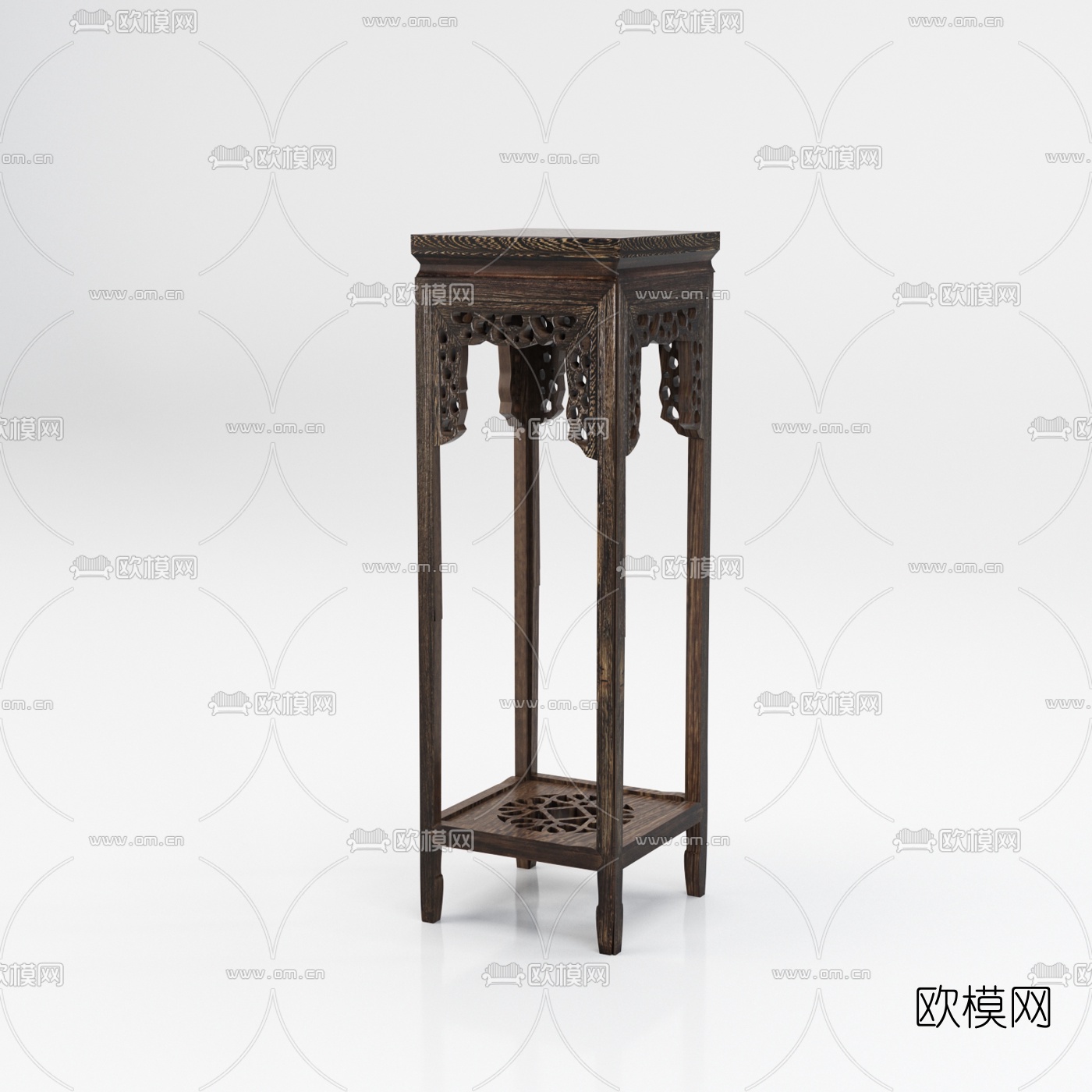 中式实木衣架边柜端景条案3d模型下载（渲染图4）