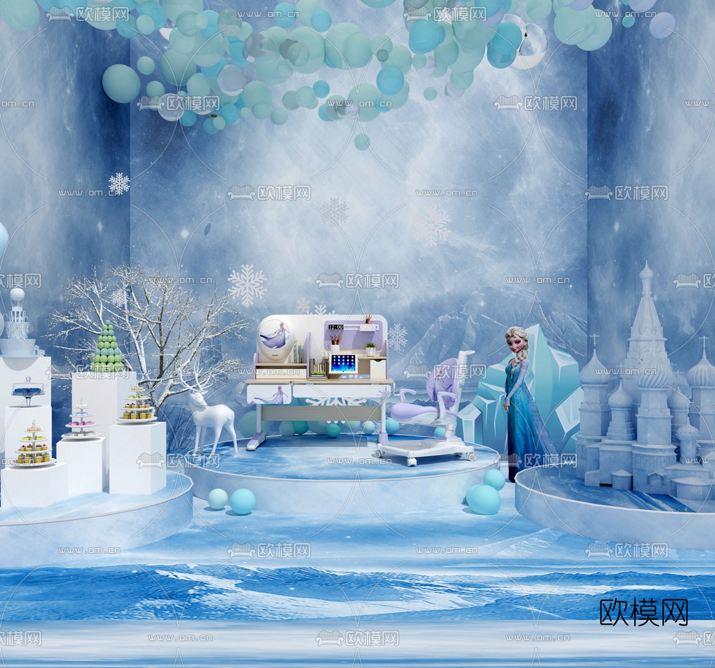 现代冰雪奇缘美陈3d模型