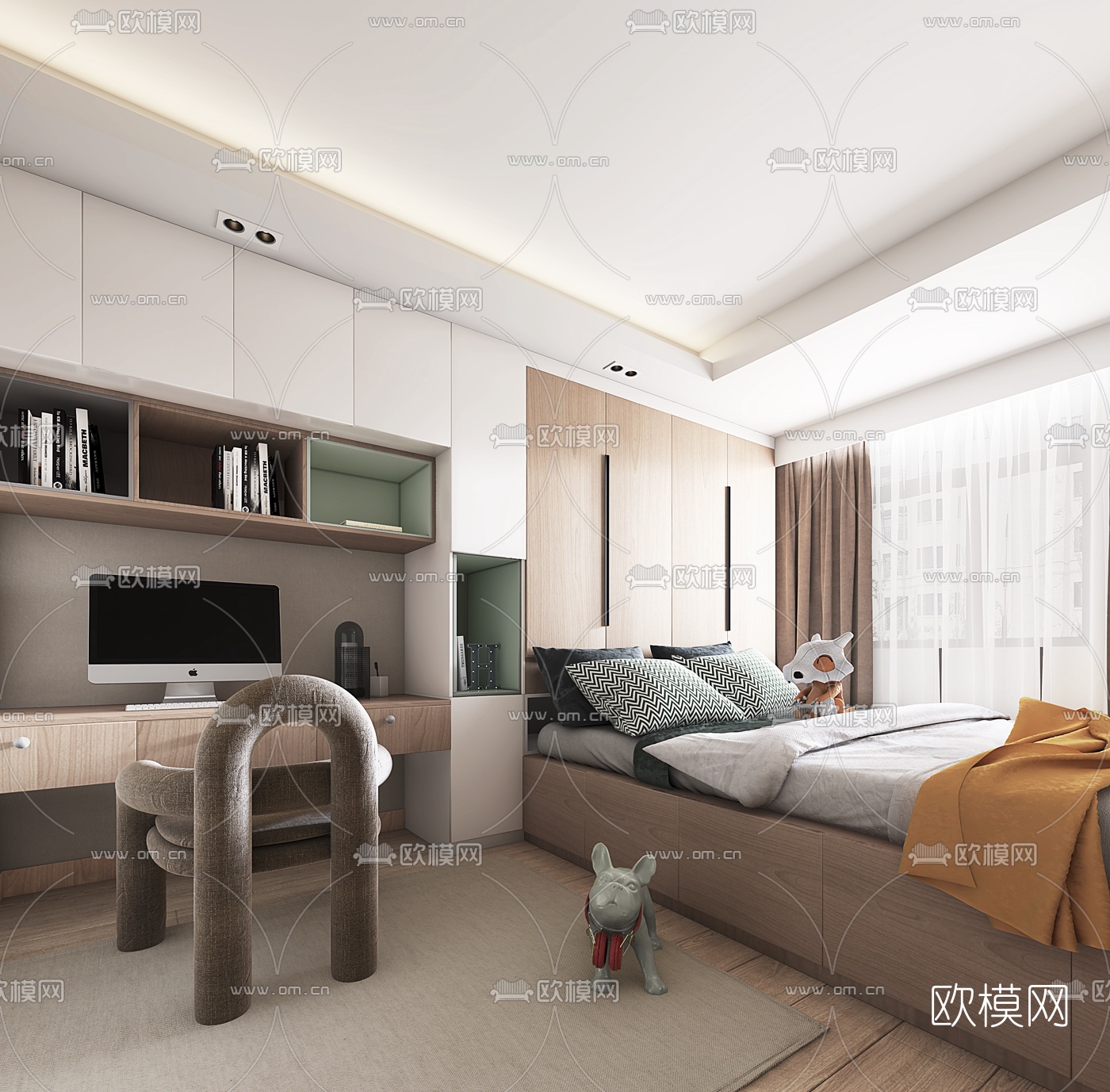 现代榻榻米卧室免费3d模型