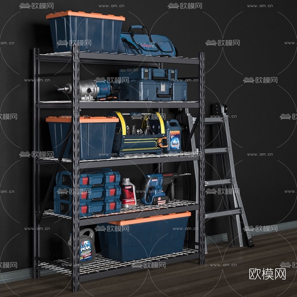 工业风工具箱电钻工具3d模型下载(渲染图3)