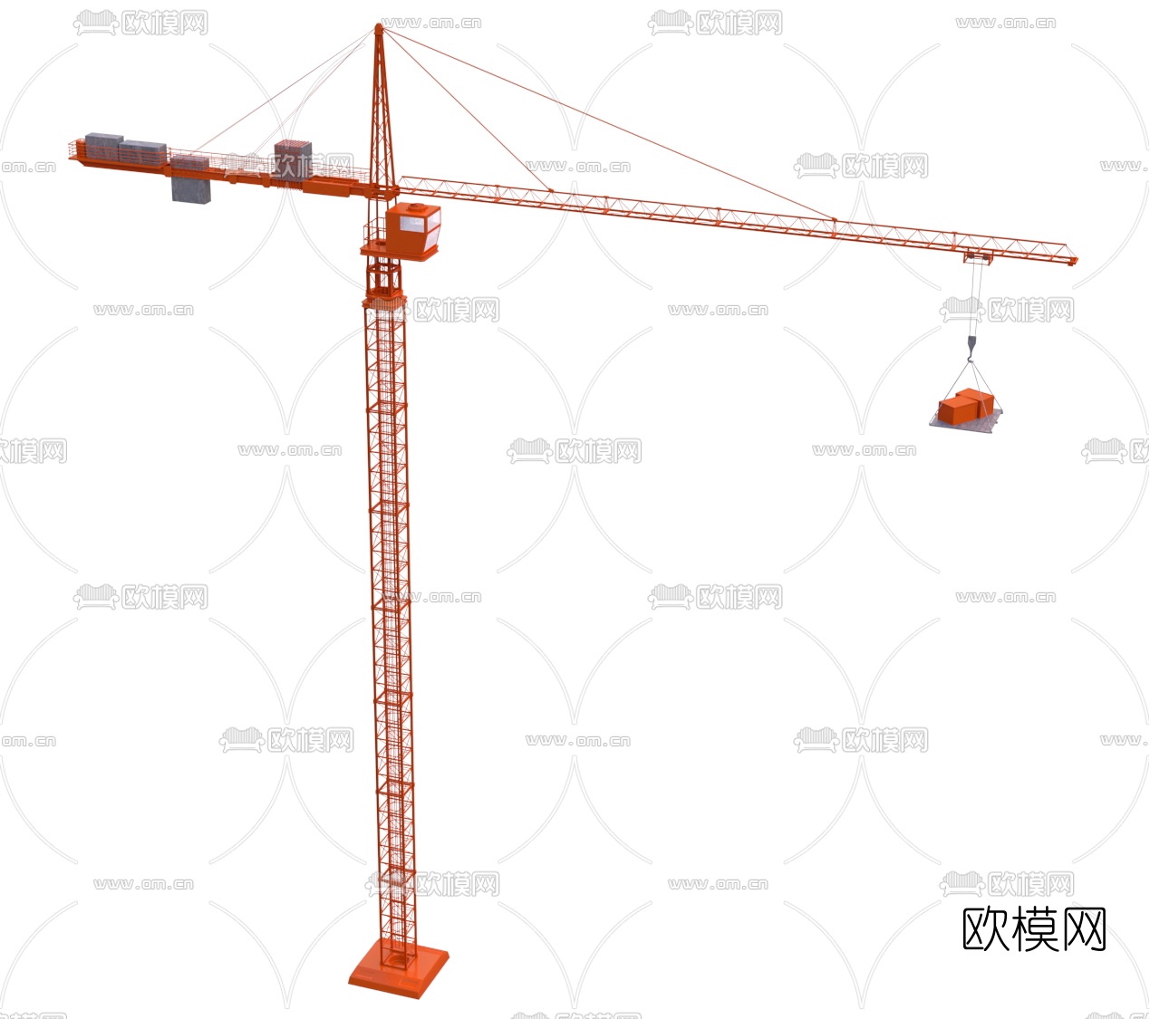 现代起重机塔吊3d模型下载