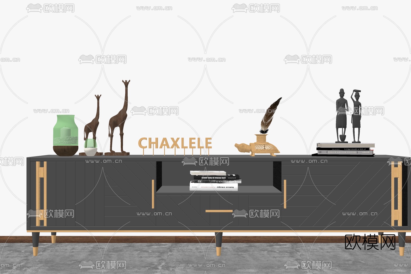 现代轻奢电视柜su模型下载