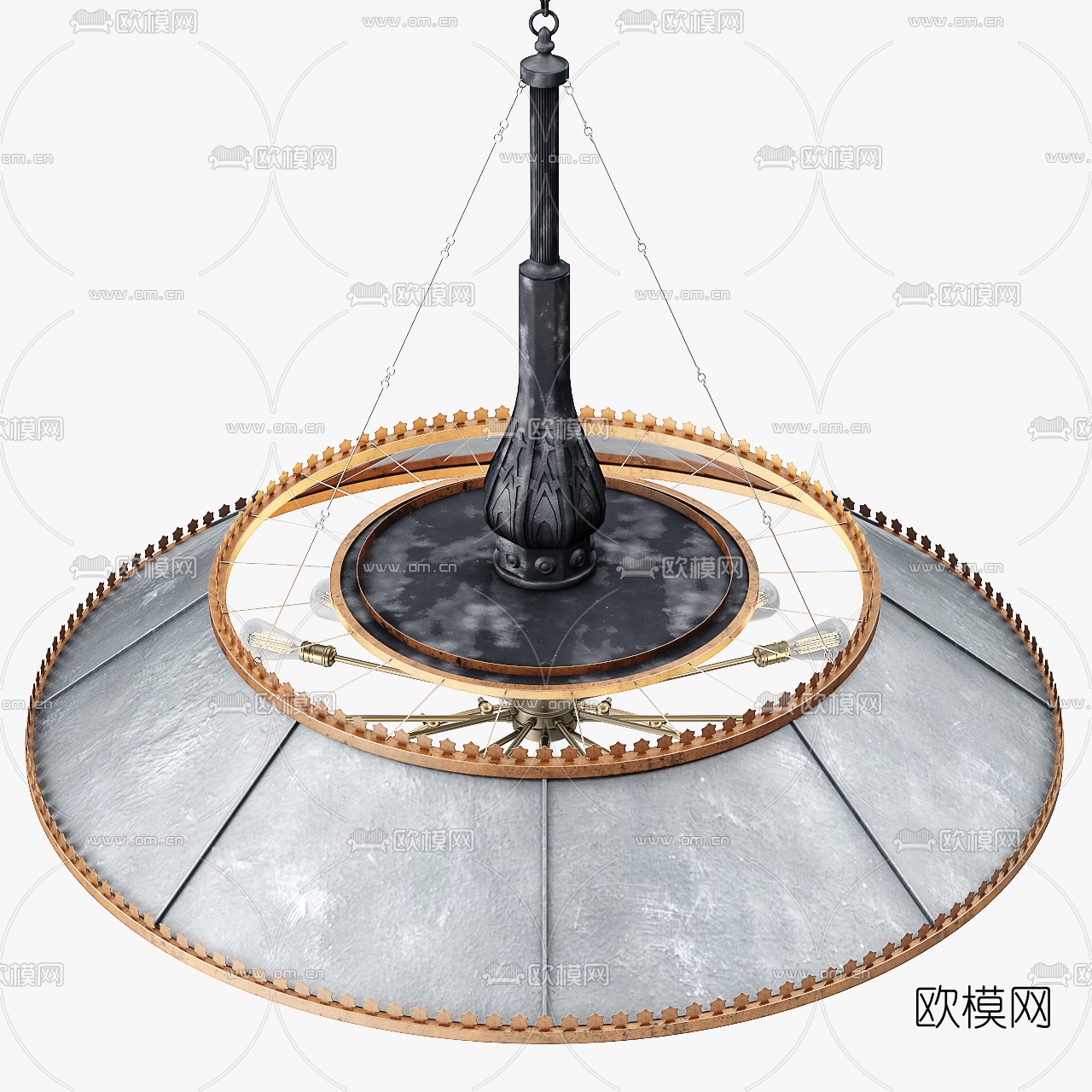 工业风伞形吊灯3d模型