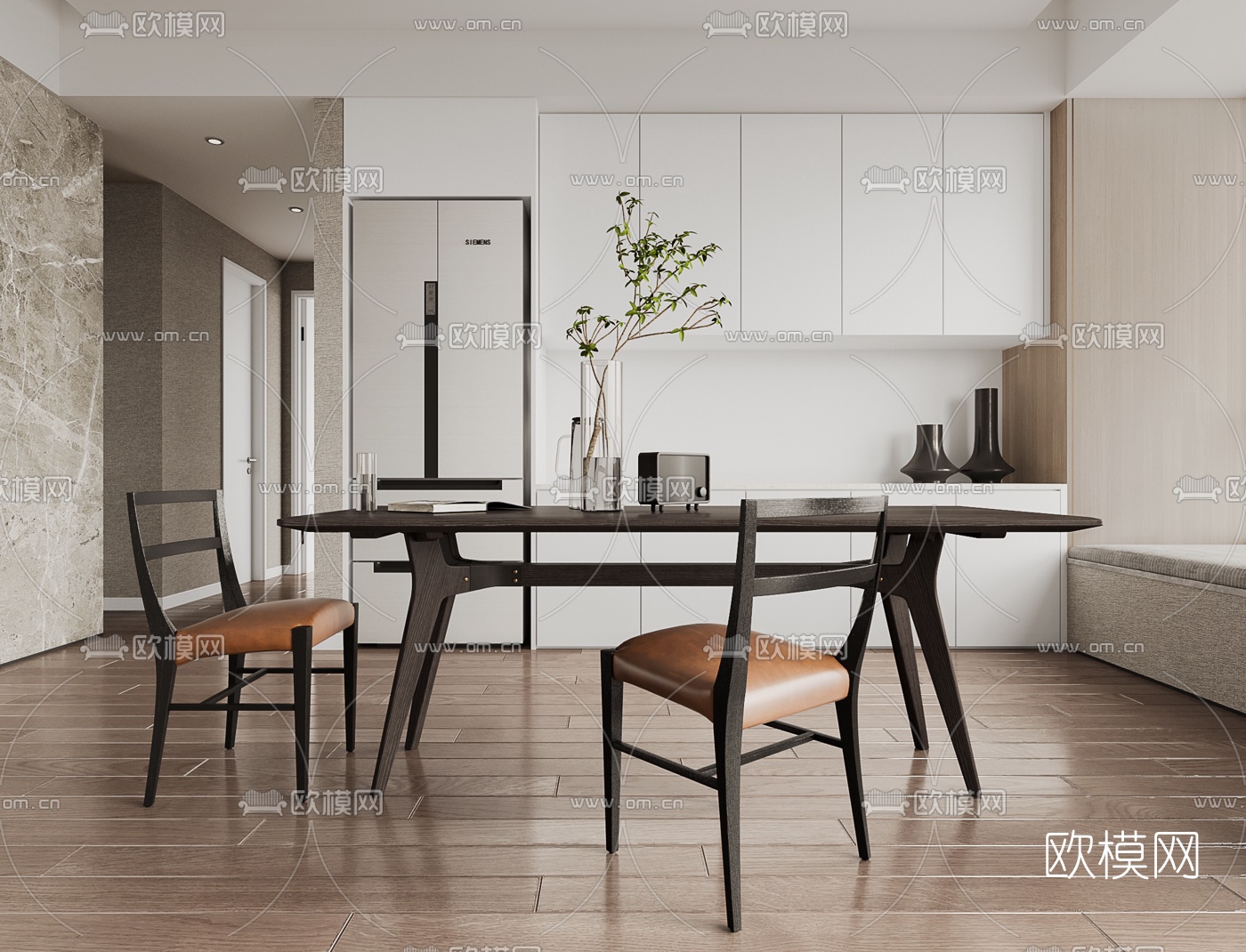 北欧简约餐厅3d模型下载（渲染图1）