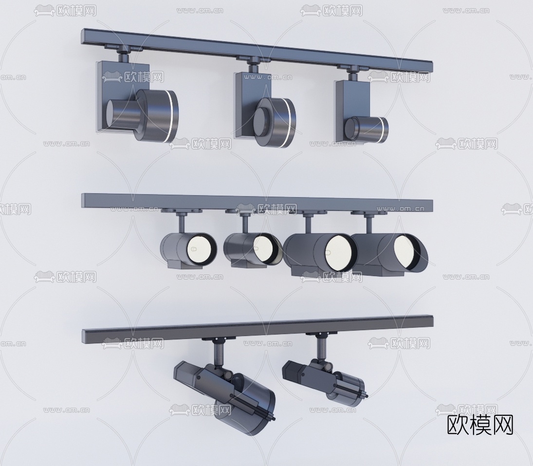 现代射灯轨道灯su模型下载（渲染图1）