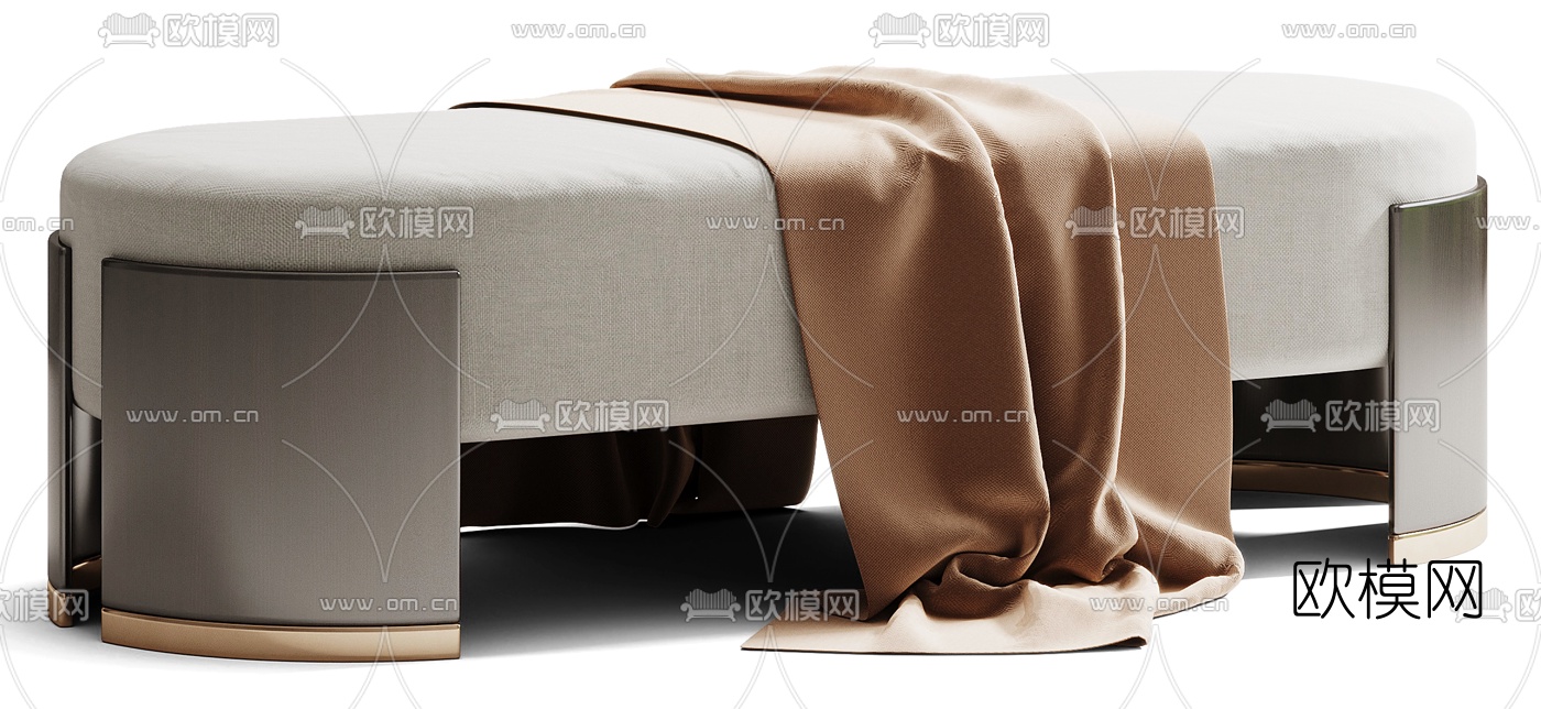 现代布艺床尾凳脚踏3d模型下载（渲染图3）