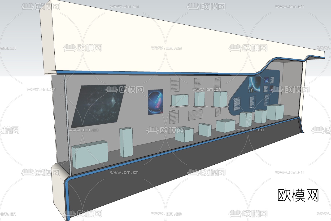 现代玻璃展柜免费su模型