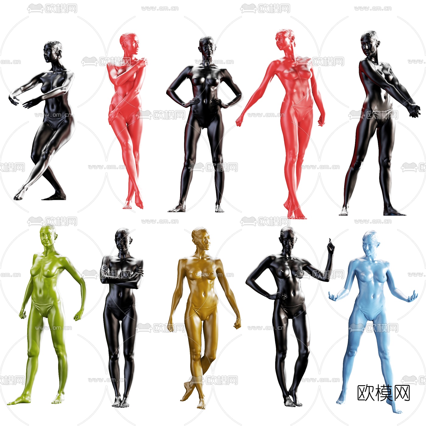 现代女性人体模特3d模型下载
