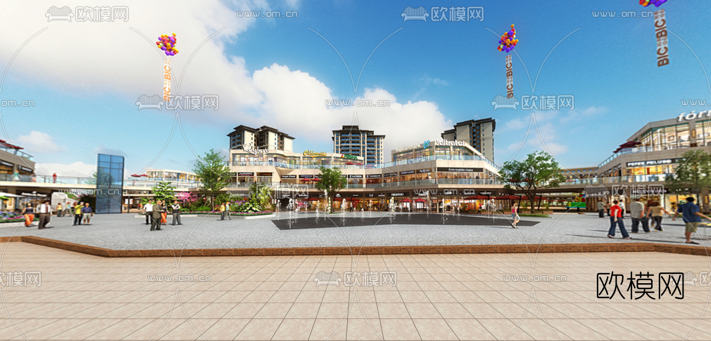 现代商业街vr全景3d模型