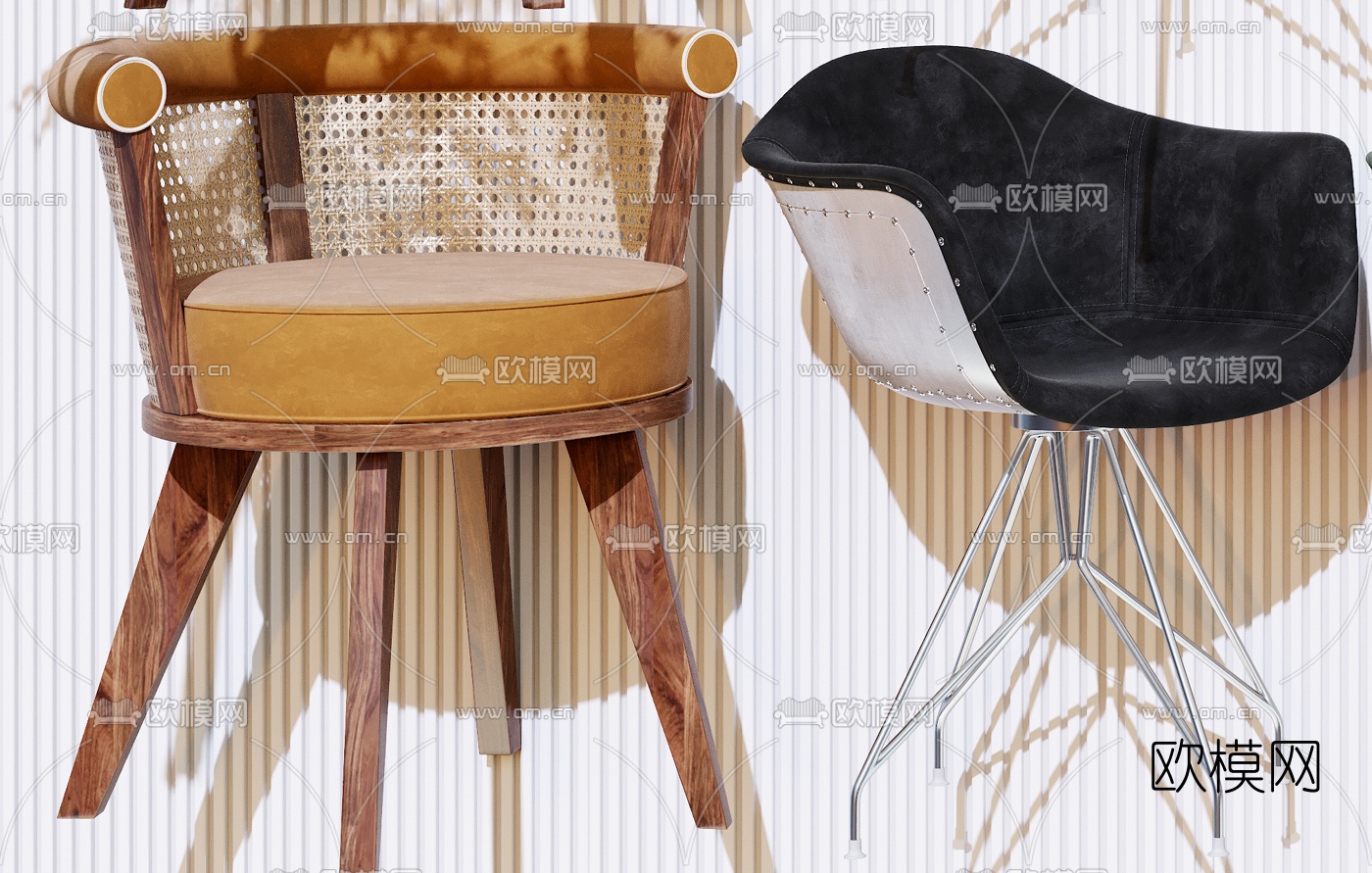 北欧编织户外休闲椅3d模型下载（渲染图7）