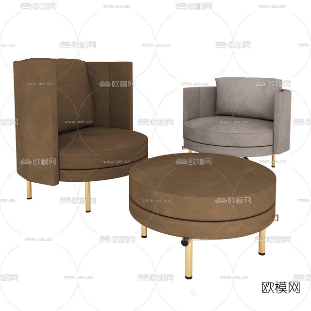 现代布艺休闲沙发免费3d模型下载