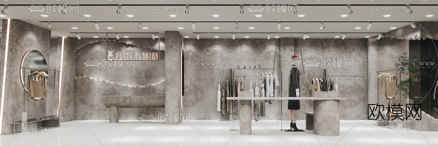 现代侘寂服装店3d模型